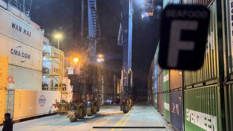 F Seafood reefer container arriving at port terminal for seamless customs clearance